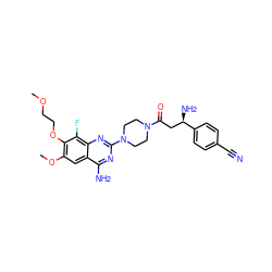 COCCOc1c(OC)cc2c(N)nc(N3CCN(C(=O)C[C@@H](N)c4ccc(C#N)cc4)CC3)nc2c1F ZINC000210891813