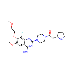 COCCOc1c(OC)cc2c(N)nc(N3CCN(C(=O)C[C@@H]4CCCN4)CC3)nc2c1F ZINC001772600467