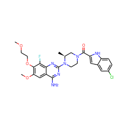 COCCOc1c(OC)cc2c(N)nc(N3CCN(C(=O)c4cc5cc(Cl)ccc5[nH]4)C[C@@H]3C)nc2c1F ZINC000210842524
