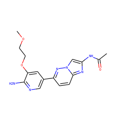 COCCOc1cc(-c2ccc3nc(NC(C)=O)cn3n2)cnc1N ZINC000145882686