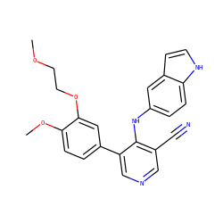 COCCOc1cc(-c2cncc(C#N)c2Nc2ccc3[nH]ccc3c2)ccc1OC ZINC000040874723