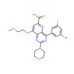 COCCOc1cc(C(=O)O)nc2c(-c3cc(O)cc(F)c3)nc(N3CCOCC3)nc12 ZINC000143030257