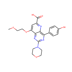 COCCOc1cc(C(=O)O)nc2c(-c3ccc(O)cc3)nc(N3CCOCC3)nc12 ZINC000169698800
