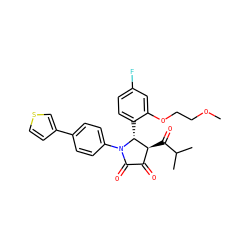 COCCOc1cc(F)ccc1[C@@H]1[C@@H](C(=O)C(C)C)C(=O)C(=O)N1c1ccc(-c2ccsc2)cc1 ZINC000169695942