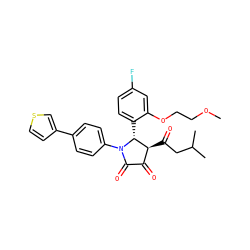 COCCOc1cc(F)ccc1[C@@H]1[C@@H](C(=O)CC(C)C)C(=O)C(=O)N1c1ccc(-c2ccsc2)cc1 ZINC000169695946