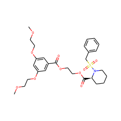 COCCOc1cc(OCCOC)cc(C(=O)OCCOC(=O)[C@@H]2CCCCN2S(=O)(=O)Cc2ccccc2)c1 ZINC001772624463