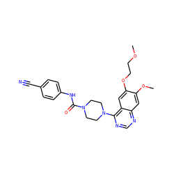 COCCOc1cc2c(N3CCN(C(=O)Nc4ccc(C#N)cc4)CC3)ncnc2cc1OC ZINC000013528700