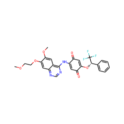 COCCOc1cc2ncnc(NC3=CC(=O)C(O[C@@H](c4ccccc4)C(F)(F)F)=CC3=O)c2cc1OC ZINC000101133782