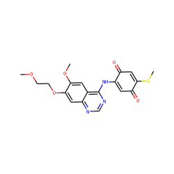 COCCOc1cc2ncnc(NC3=CC(=O)C(SC)=CC3=O)c2cc1OC ZINC000136977795
