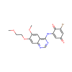 COCCOc1cc2ncnc(NC3=CC(=O)C=C(Br)C3=O)c2cc1OC ZINC000136180752
