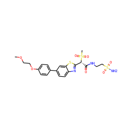 COCCOc1ccc(-c2ccc3nc([C@@H](C(=O)NCCS(N)(=O)=O)S(C)(=O)=O)sc3c2)cc1 ZINC000144193807