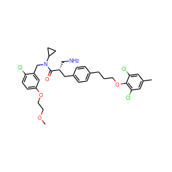 COCCOc1ccc(Cl)c(CN(C(=O)[C@H](CN)Cc2ccc(CCCOc3c(Cl)cc(C)cc3Cl)cc2)C2CC2)c1 ZINC000049781150