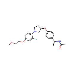 COCCOc1ccc(N2CC[C@@H](Oc3ccc([C@H](C)NC(C)=O)cc3)C2)c(F)c1 ZINC001772627090