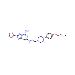 COCCOc1ccc(N2CCN(CCN(C)c3cc4nc(-c5ccco5)nn4c(N)n3)CC2)cc1 ZINC000040936031