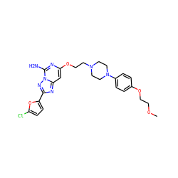 COCCOc1ccc(N2CCN(CCOc3cc4nc(-c5ccc(Cl)o5)nn4c(N)n3)CC2)cc1 ZINC000040900281