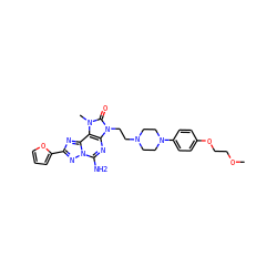 COCCOc1ccc(N2CCN(CCn3c(=O)n(C)c4c3nc(N)n3nc(-c5ccco5)nc43)CC2)cc1 ZINC000166658079