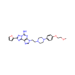 COCCOc1ccc(N2CCN(CCn3cnc4c3nc(N)n3nc(-c5ccco5)nc43)CC2)cc1 ZINC000053188748
