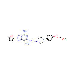 COCCOc1ccc(N2CCN(CCn3ncc4c3nc(N)n3nc(-c5ccco5)nc43)CC2)cc1 ZINC000053006885