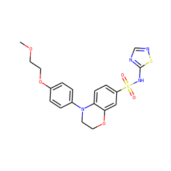COCCOc1ccc(N2CCOc3cc(S(=O)(=O)Nc4ncns4)ccc32)cc1 ZINC000205736788