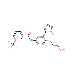 COCCOc1ccc(NC(=O)c2cccc(C(F)(F)F)c2)cc1-c1ccnn1C ZINC000114774231