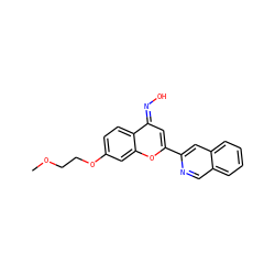 COCCOc1ccc2/c(=N/O)cc(-c3cc4ccccc4cn3)oc2c1 ZINC000117371540