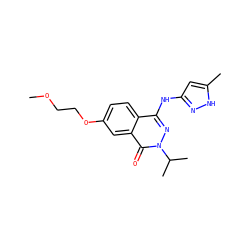 COCCOc1ccc2c(Nc3cc(C)[nH]n3)nn(C(C)C)c(=O)c2c1 ZINC000040403820