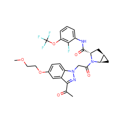 COCCOc1ccc2c(c1)c(C(C)=O)nn2CC(=O)N1[C@H](C(=O)Nc2cccc(OC(F)(F)F)c2F)C[C@H]2C[C@H]21 ZINC000148434568