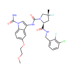 COCCOc1ccc2c(c1)c(NC(=O)N1C[C@](C)(F)C[C@H]1C(=O)NCc1cccc(Cl)c1F)cn2C(N)=O ZINC000205050699