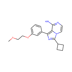COCCOc1cccc(-c2nc(C3CCC3)n3ccnc(N)c23)c1 ZINC000028885160