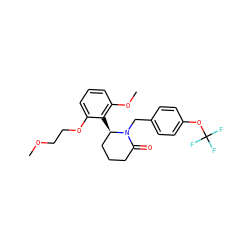 COCCOc1cccc(OC)c1[C@@H]1CCCC(=O)N1Cc1ccc(OC(F)(F)F)cc1 ZINC000167606572