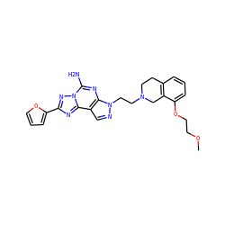 COCCOc1cccc2c1CN(CCn1ncc3c1nc(N)n1nc(-c4ccco4)nc31)CC2 ZINC000040401177