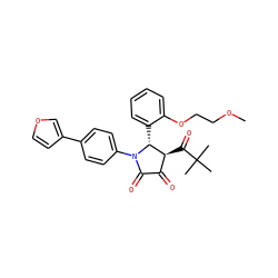 COCCOc1ccccc1[C@@H]1[C@@H](C(=O)C(C)(C)C)C(=O)C(=O)N1c1ccc(-c2ccoc2)cc1 ZINC000169695230