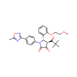 COCCOc1ccccc1[C@@H]1[C@@H](C(=O)C(C)(C)C)C(=O)C(=O)N1c1ccc(-c2noc(C)n2)cc1 ZINC000169695125