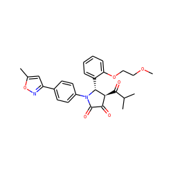COCCOc1ccccc1[C@@H]1[C@@H](C(=O)C(C)C)C(=O)C(=O)N1c1ccc(-c2cc(C)on2)cc1 ZINC000169696337