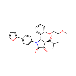 COCCOc1ccccc1[C@@H]1[C@@H](C(=O)C(C)C)C(=O)C(=O)N1c1ccc(-c2ccco2)cc1 ZINC000169695475