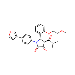 COCCOc1ccccc1[C@@H]1[C@@H](C(=O)C(C)C)C(=O)C(=O)N1c1ccc(-c2ccoc2)cc1 ZINC000169695383