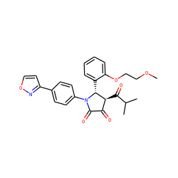 COCCOc1ccccc1[C@@H]1[C@@H](C(=O)C(C)C)C(=O)C(=O)N1c1ccc(-c2ccon2)cc1 ZINC000169695696
