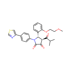 COCCOc1ccccc1[C@@H]1[C@@H](C(=O)C(C)C)C(=O)C(=O)N1c1ccc(-c2cscn2)cc1 ZINC000169696110