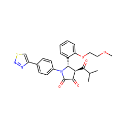 COCCOc1ccccc1[C@@H]1[C@@H](C(=O)C(C)C)C(=O)C(=O)N1c1ccc(-c2csnn2)cc1 ZINC000169696531