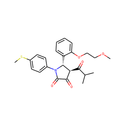 COCCOc1ccccc1[C@@H]1[C@@H](C(=O)C(C)C)C(=O)C(=O)N1c1ccc(SC)cc1 ZINC000169696313