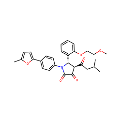 COCCOc1ccccc1[C@@H]1[C@@H](C(=O)CC(C)C)C(=O)C(=O)N1c1ccc(-c2ccc(C)o2)cc1 ZINC000169696014