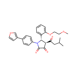 COCCOc1ccccc1[C@@H]1[C@@H](C(=O)CC(C)C)C(=O)C(=O)N1c1ccc(-c2ccoc2)cc1 ZINC000169695890