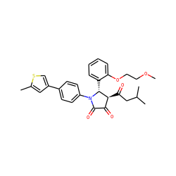 COCCOc1ccccc1[C@@H]1[C@@H](C(=O)CC(C)C)C(=O)C(=O)N1c1ccc(-c2csc(C)c2)cc1 ZINC000169695990