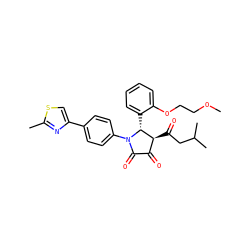COCCOc1ccccc1[C@@H]1[C@@H](C(=O)CC(C)C)C(=O)C(=O)N1c1ccc(-c2csc(C)n2)cc1 ZINC000169696142