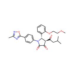 COCCOc1ccccc1[C@@H]1[C@@H](C(=O)CC(C)C)C(=O)C(=O)N1c1ccc(-c2nc(C)no2)cc1 ZINC000169695620