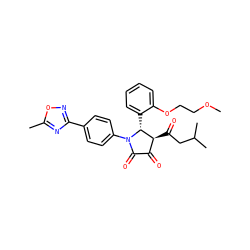 COCCOc1ccccc1[C@@H]1[C@@H](C(=O)CC(C)C)C(=O)C(=O)N1c1ccc(-c2noc(C)n2)cc1 ZINC000169695628