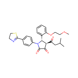COCCOc1ccccc1[C@@H]1[C@@H](C(=O)CC(C)C)C(=O)C(=O)N1c1ccc(C2=NCCS2)cc1 ZINC000169696090
