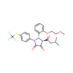 COCCOc1ccccc1[C@@H]1[C@@H](C(=O)CC(C)C)C(=O)C(=O)N1c1ccc(SC(F)(F)F)cc1 ZINC000169696208
