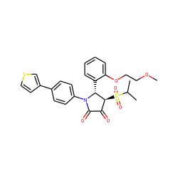 COCCOc1ccccc1[C@@H]1[C@@H](S(=O)(=O)C(C)C)C(=O)C(=O)N1c1ccc(-c2ccsc2)cc1 ZINC000169696643