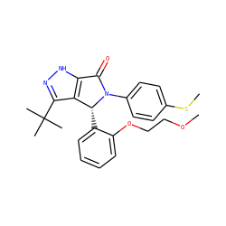 COCCOc1ccccc1[C@@H]1c2c(C(C)(C)C)n[nH]c2C(=O)N1c1ccc(SC)cc1 ZINC000096176974